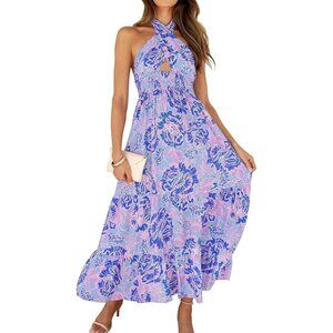 Like New✨Zesica Crossover Halter Neck Backless Maxi Dress Size S